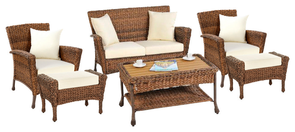 Outdoor Faux Sea Grass Garden Patio Chairs And Ottomans