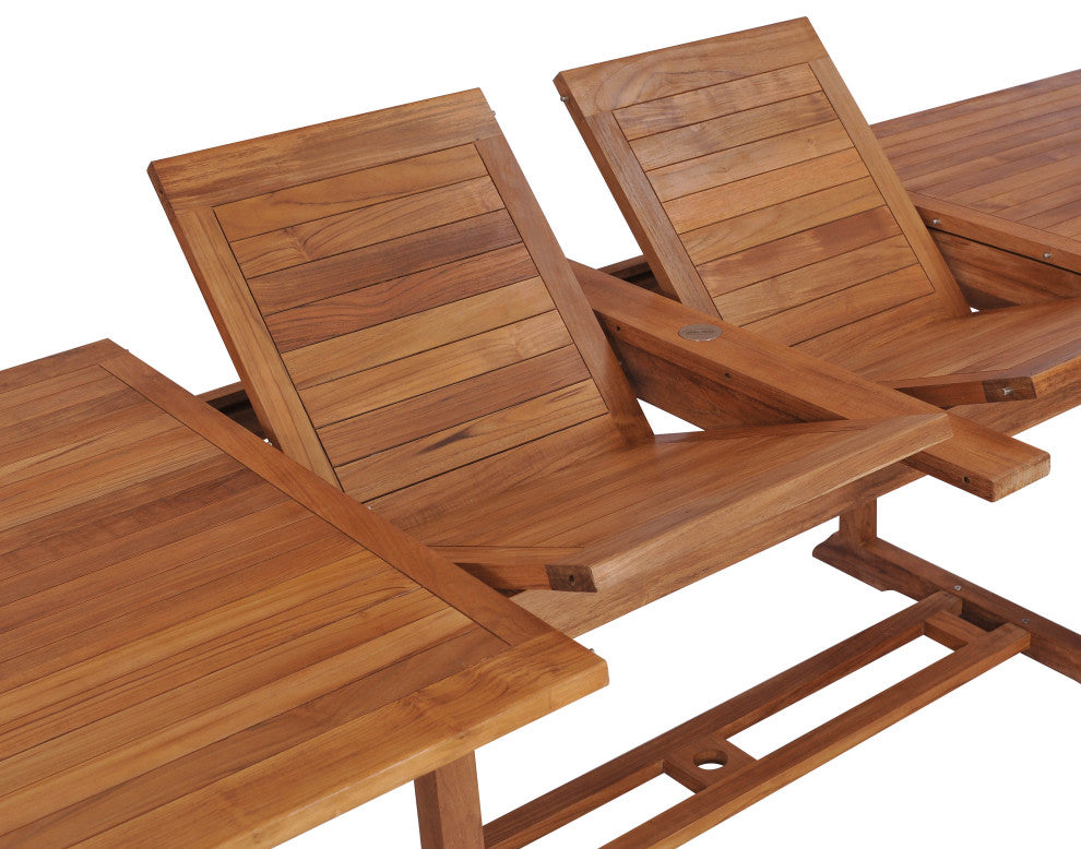 Teak Wood Orleans Oval Double Extension Outdoor Patio Dining Table