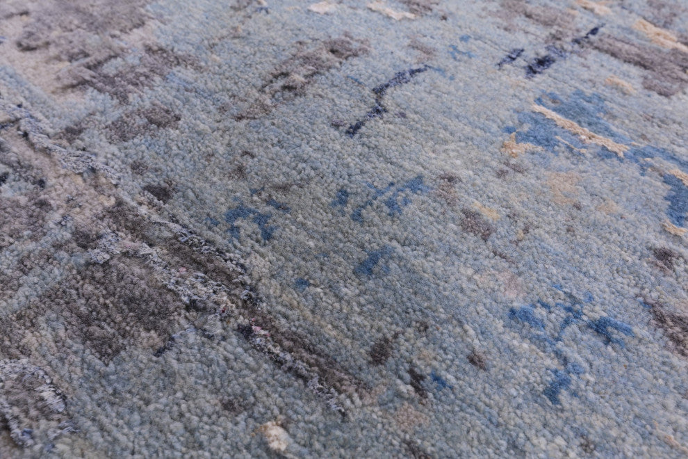 8' 0" X 10' 3" Abstract Handmade Wool & Silk Rug - Q15542