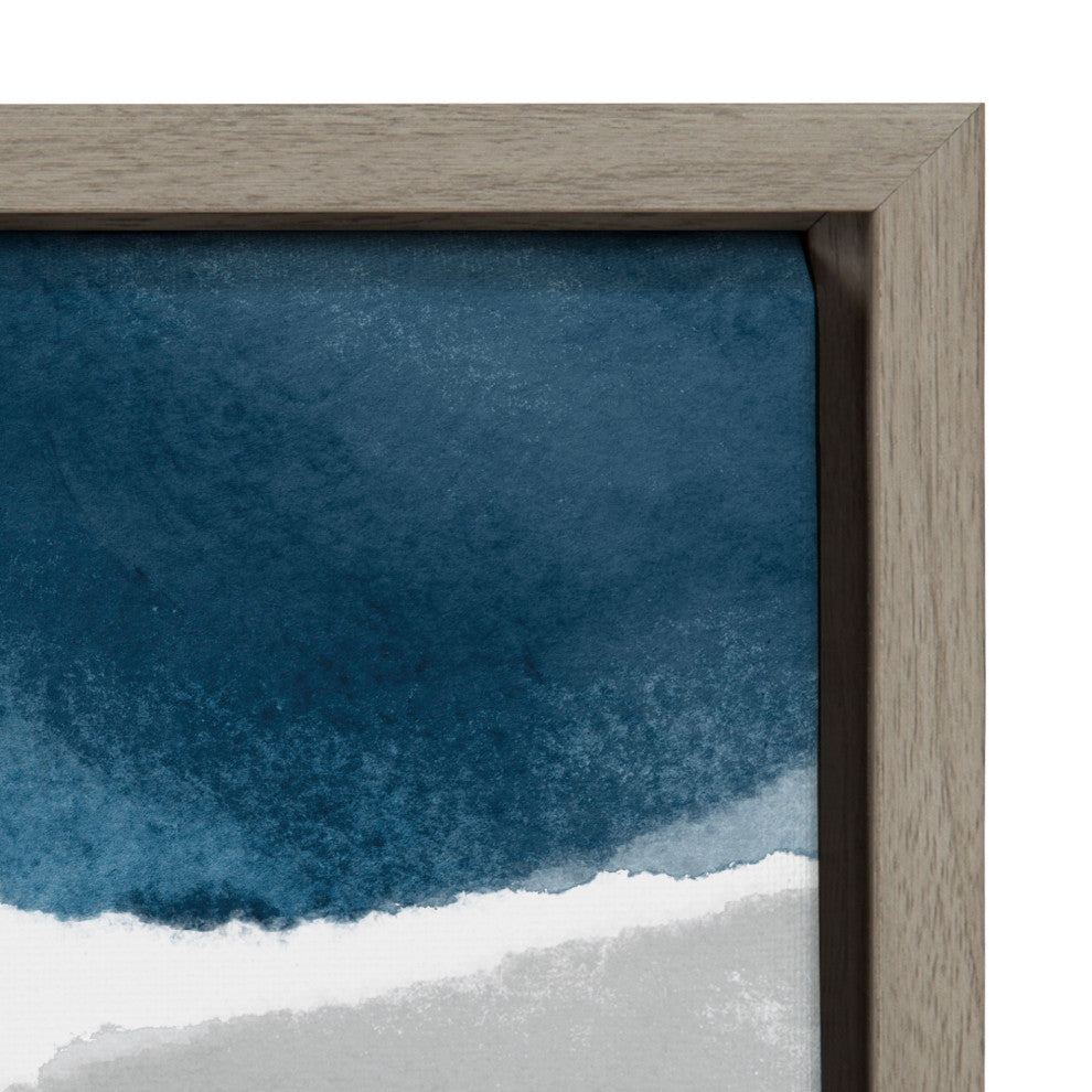 Sylvie Abstract Blue And Gray Watercolor Framed Canvas, Gray 18x24