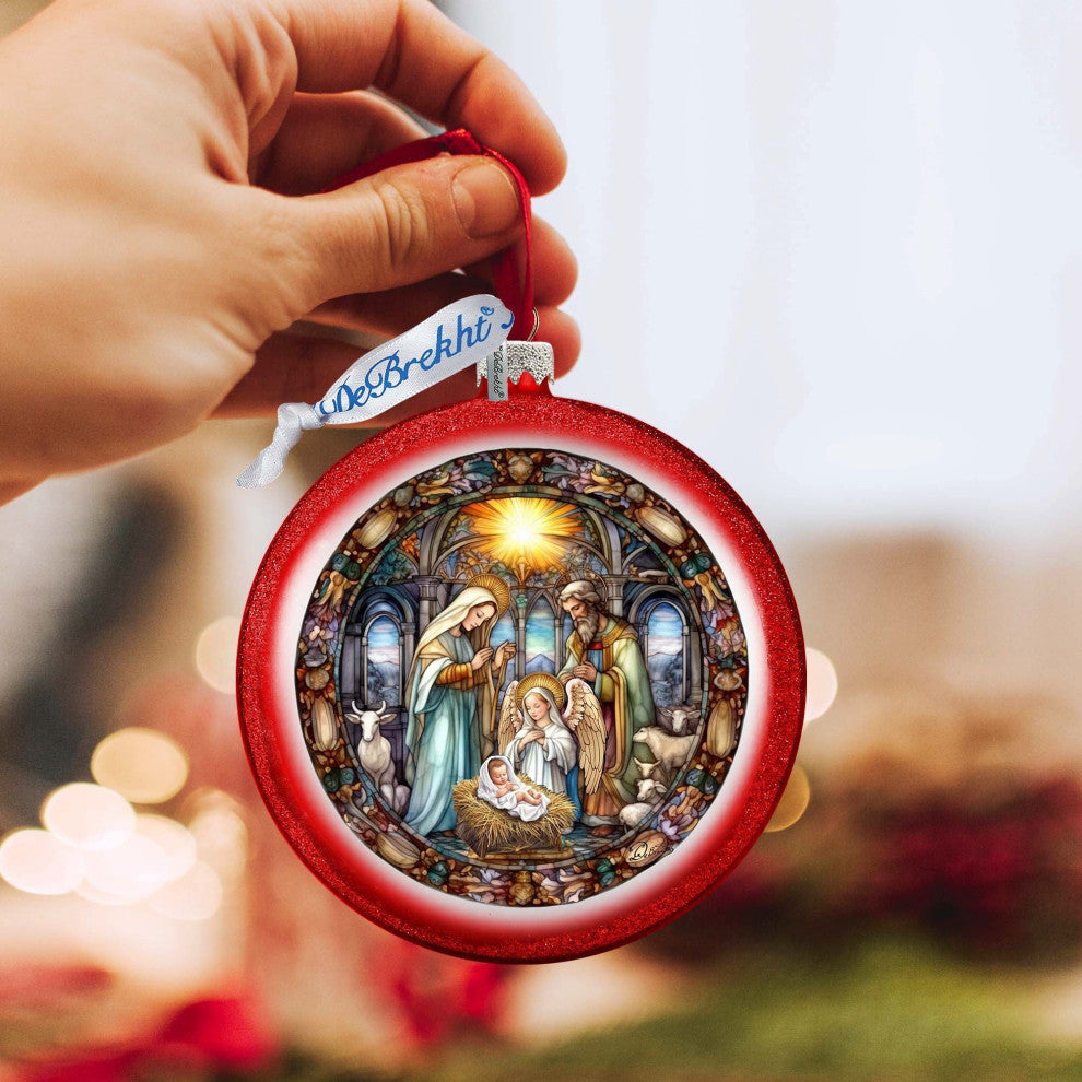 A Guiding Light Nativity Scene Ball Glass Ornament