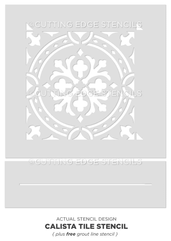 Calista Tile Stencil, Cement Tile Stencils, DIY Faux Tiles, Extra Large