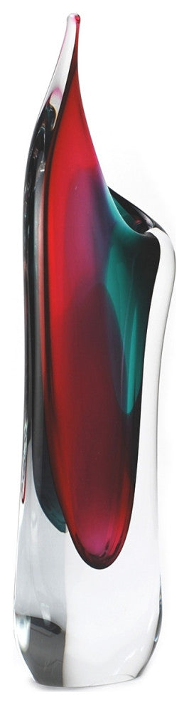 Murano Glass Design Amalfi Crystal Vase Aqua Ruby