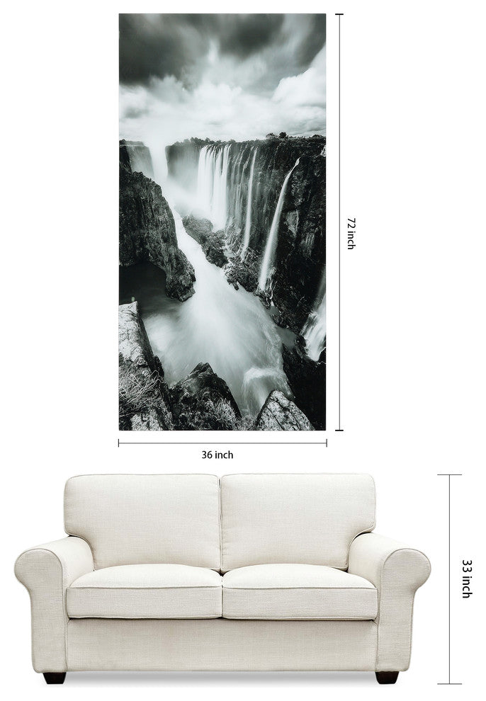 The Falls Wall Art Frameless Free Floating Tempered Art Glass 72"x36"