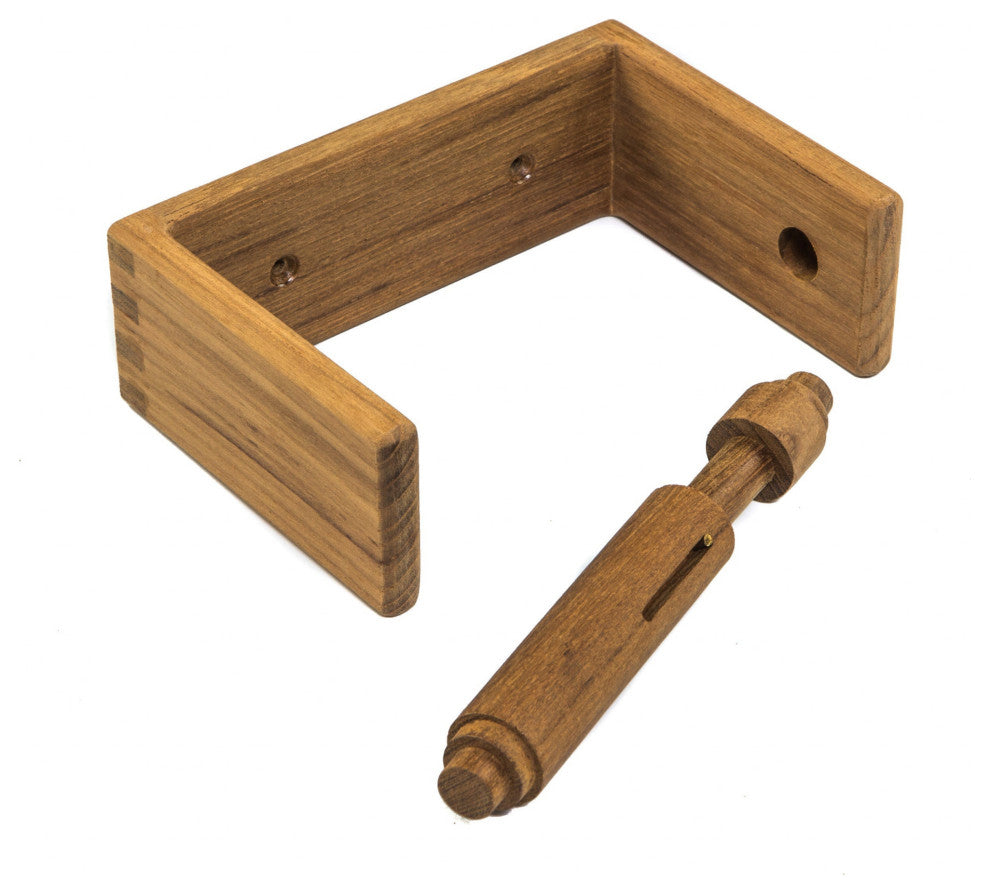Traditional Solid Teak Wall Mount Toilet Paper Holder