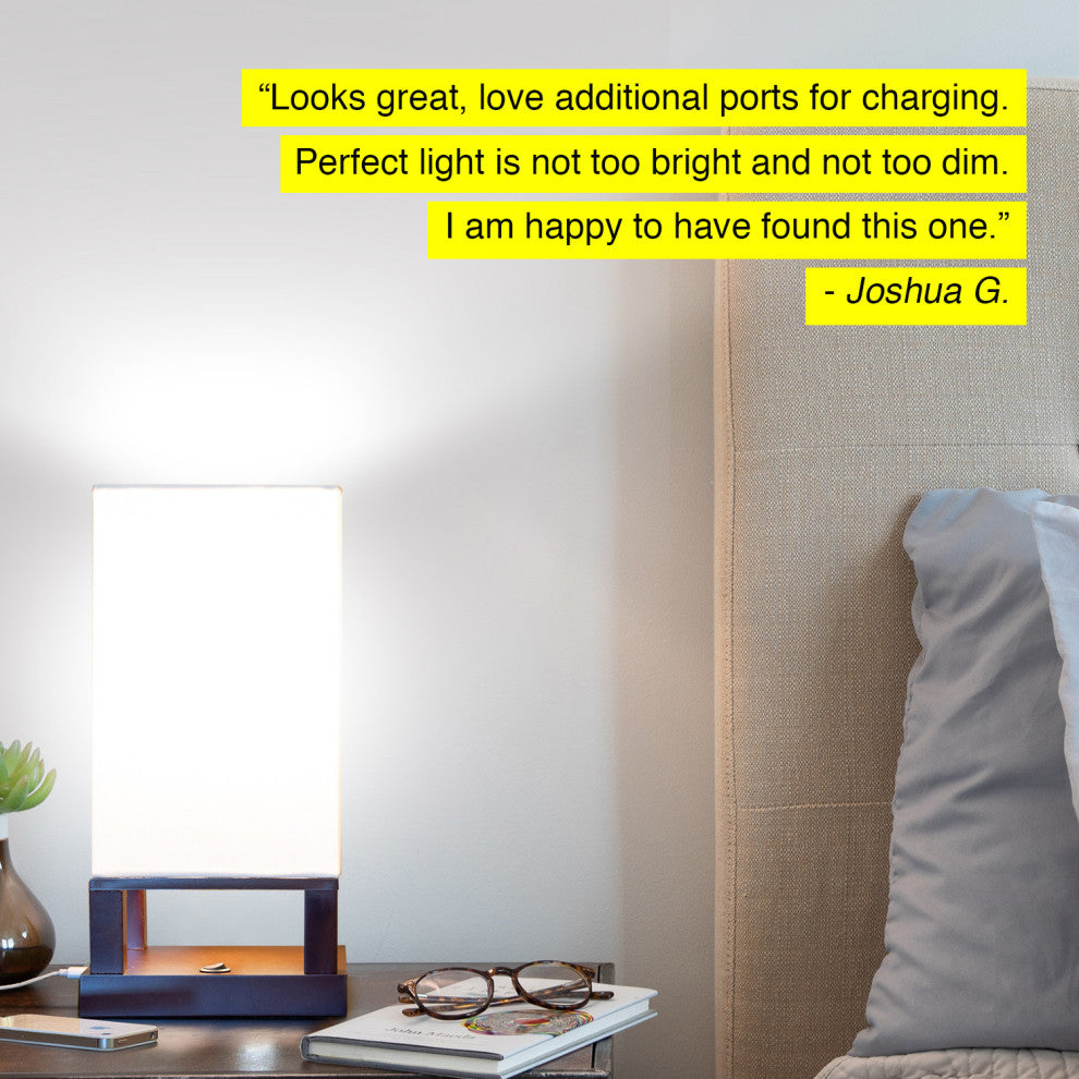 Brightech Maxwell Table, Nightstand, Desk & Table Lamp, Havanah Brown