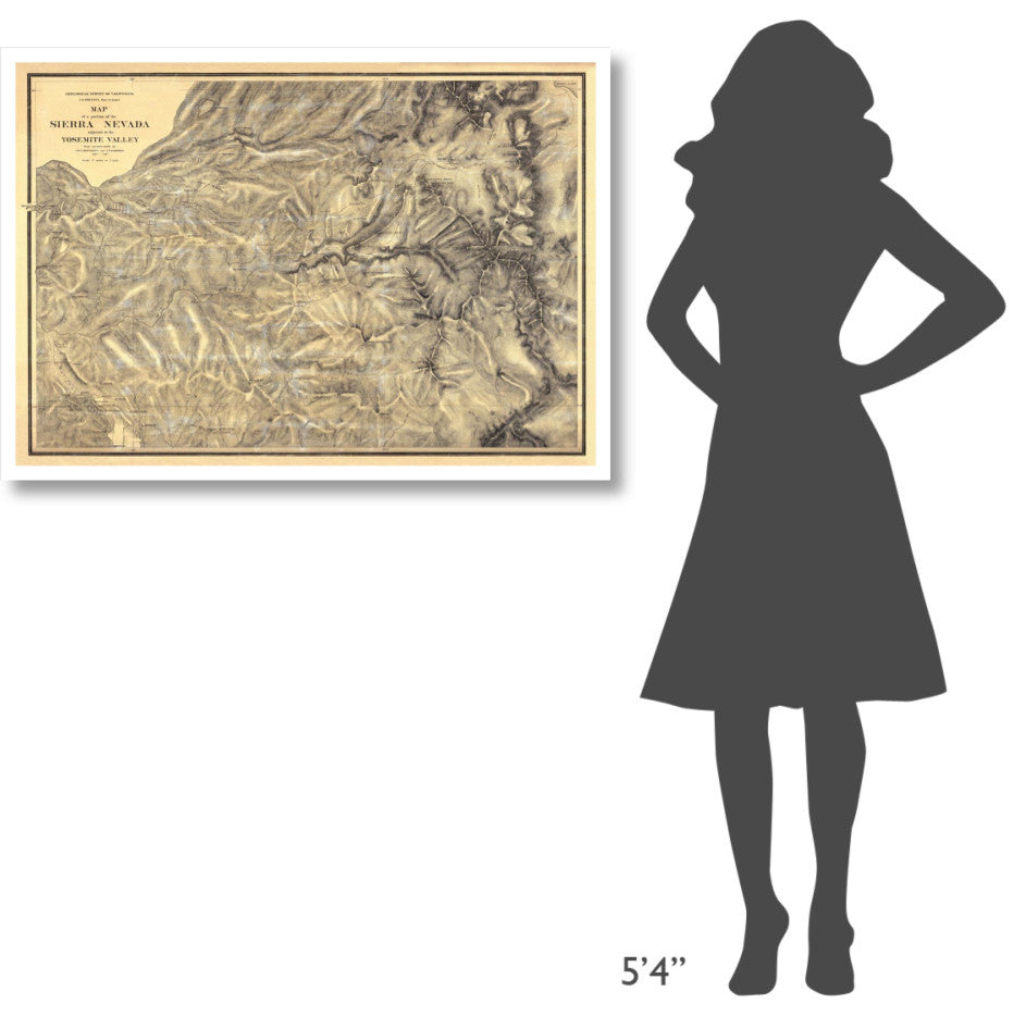 "Sierra Nevada adjacent to the Yosemite Valley, 1869" Paper Art, 42"x30"