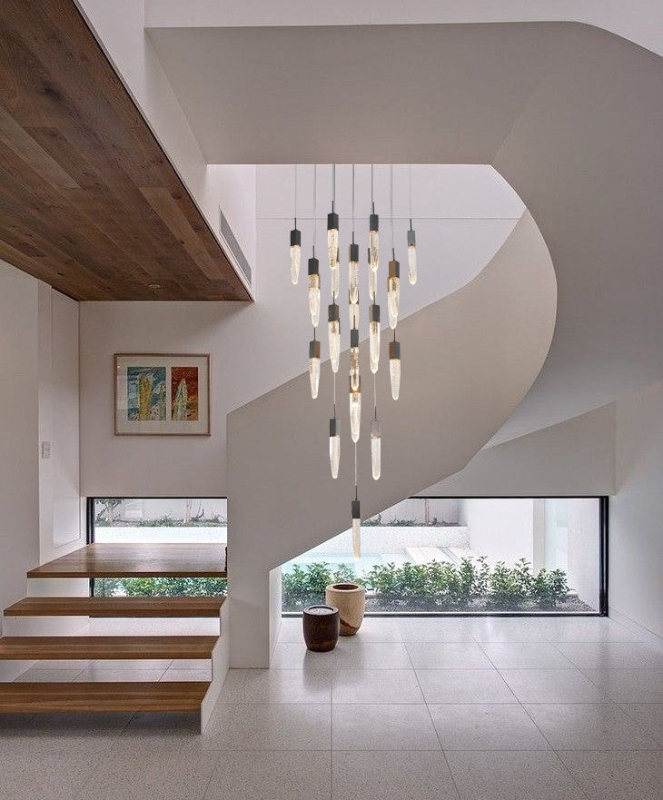 Black Multi-Tiered Linear Chandelier with Crystal Accents, Matte Black