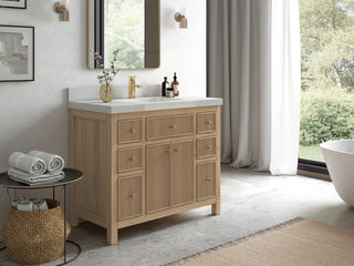 Sonoma Teak 42" Single Sink Vanity, Dark Walnut With 2" White Quartz