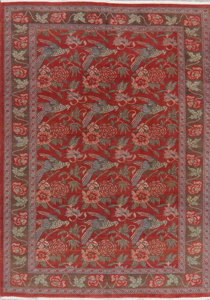 Egyptian Vegetable Dye All-Over Handmade French Toile Rug Oriental, Red, 7 X 10