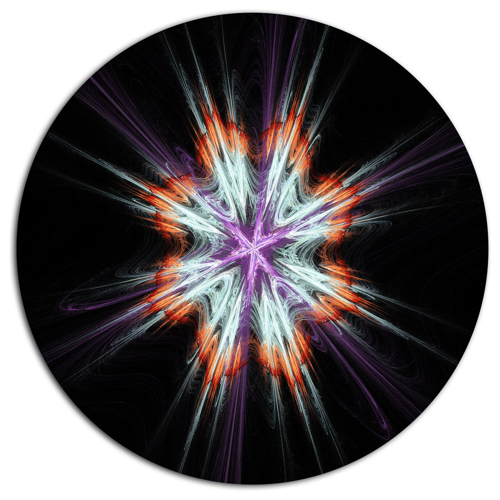 Abstract Flowers On Black Background, Flower Disc Metal Artwork, 23"