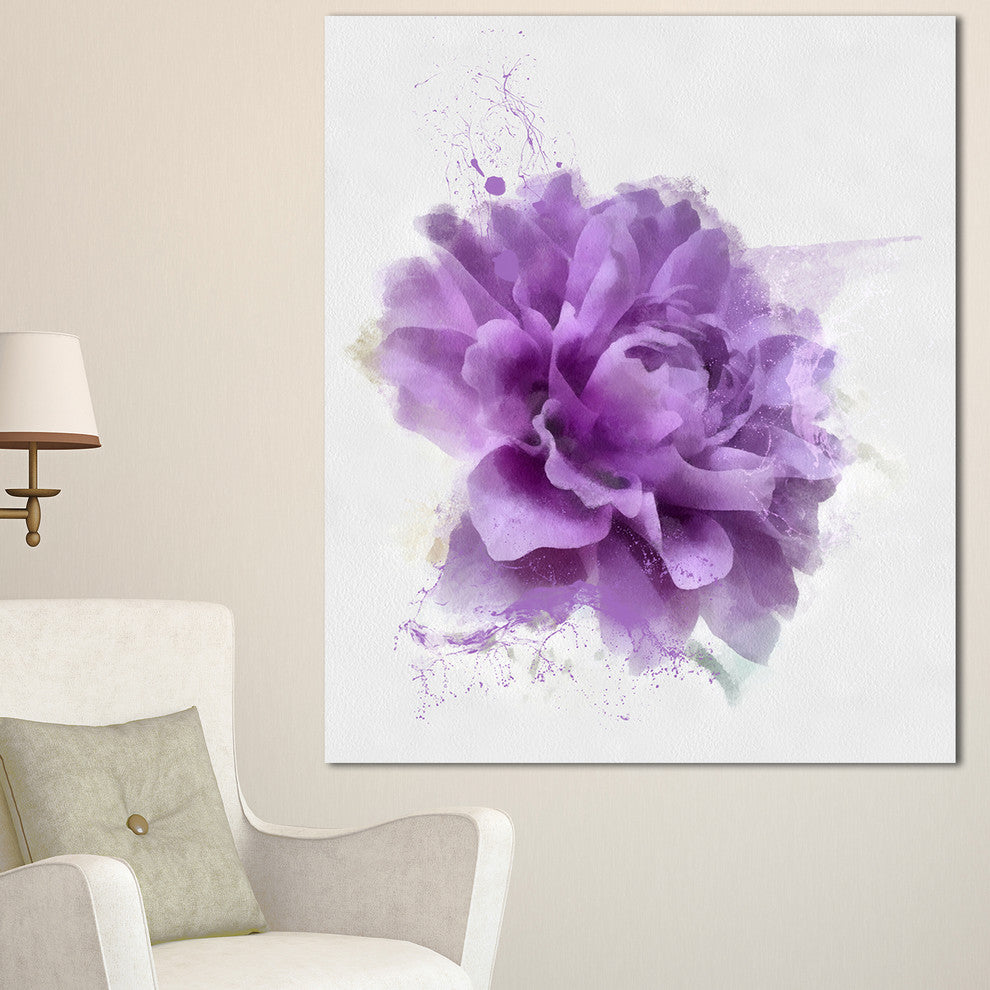 Purple Rose Watercolor Illustration, Floral Canvas Art Print, 30"x40"