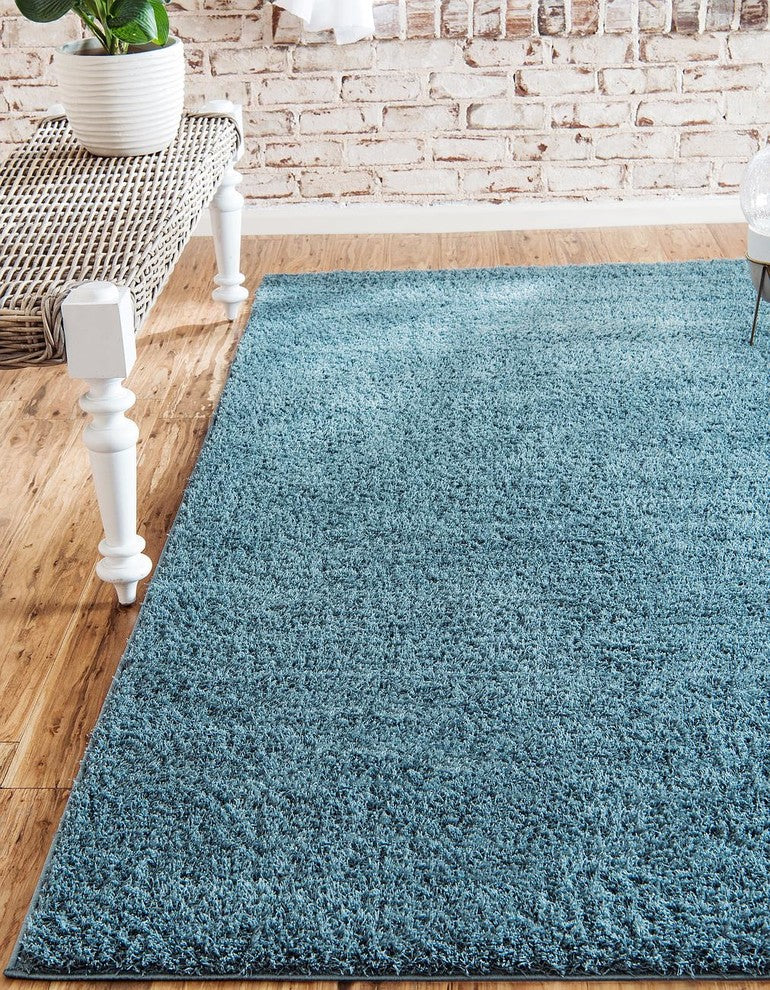 Unique Loom Slate Blue Studio Solid Shag 4' 0 x 6' 0 Area Rug