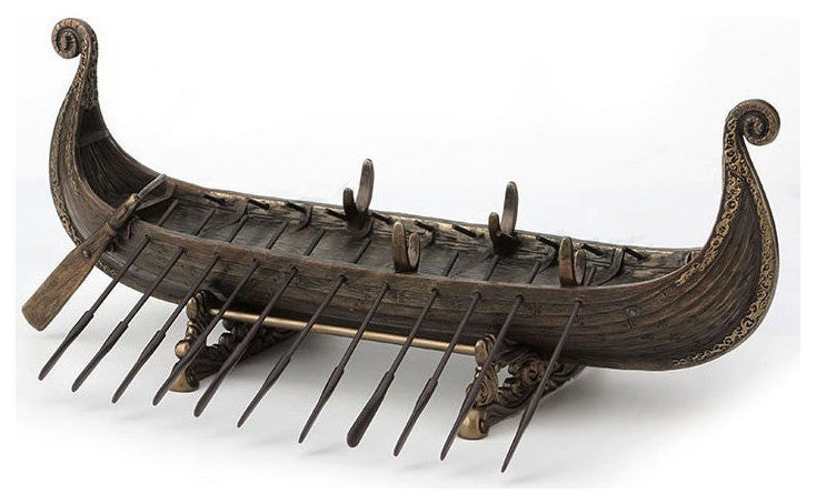Viking Boat With Oars Statue Sculpture by Veronese Design
