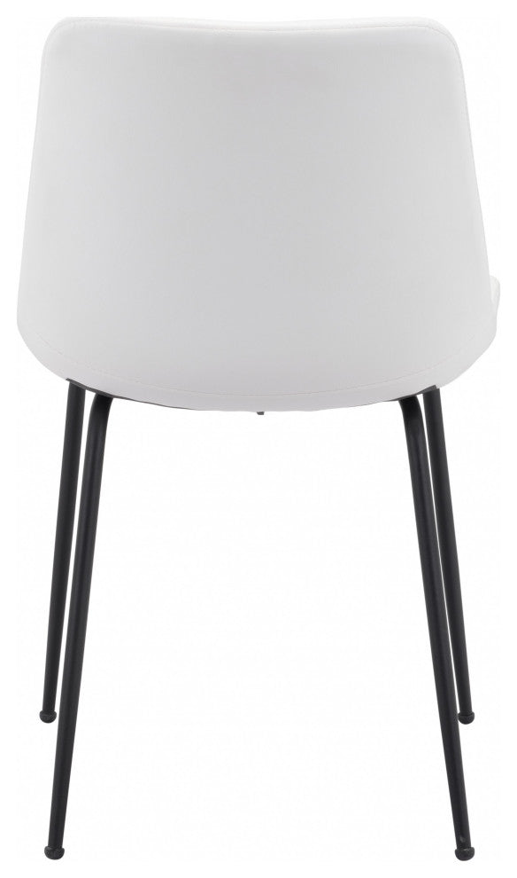 Set of Two White and Black Top Shelf Modern Rugged Dining Chairs