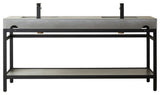 Funes Bath Vanity with Mirror, Matte Black Support, 72" Double Sink, Grey Stone Top