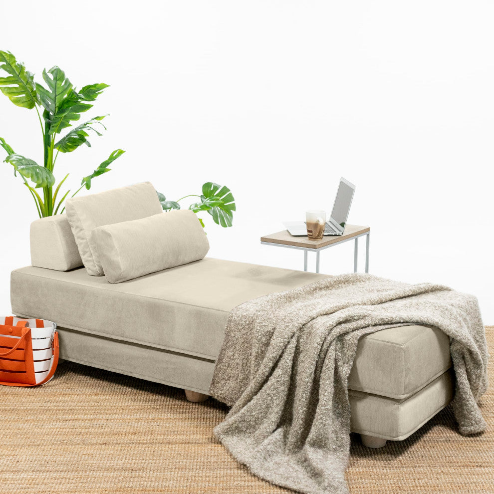 Jaxx Balshan Chaise Lounge Daybed, Ivory