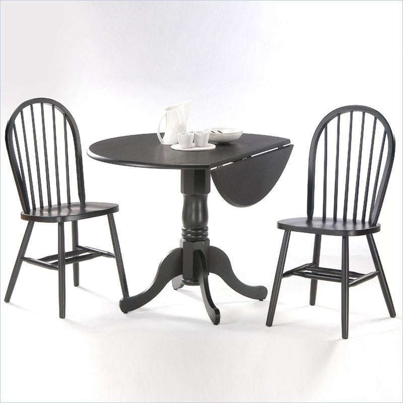 International Concepts 3 Piece 42" Round Dining Set in Black