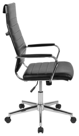 Hansel High Back LeatherSoft  Ribbed Executive Swivel Office Chair, Black