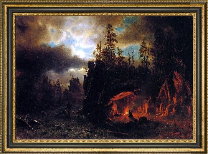 Albert Bierstadt The Trapper's Camp Framed Premium Canvas Print, 16"x24"