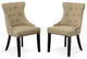 Megan Tufted Chair With Nailhead Trim, Linen/Espresso