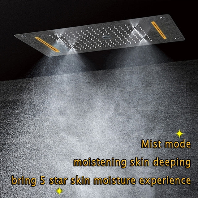 Led Mist Rainfall Shower System, Hand Shower and Jetted Body Sprays, Matte Black