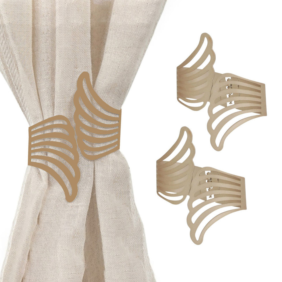 Metal Wings Curtain Tieback "“ Elegant and Durable Design, Gold, Pack of 2