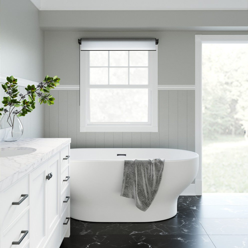 ARIEL Oxford 67" Acrylic Freestanding Bathtub Polished Chrome and Overflow Drain