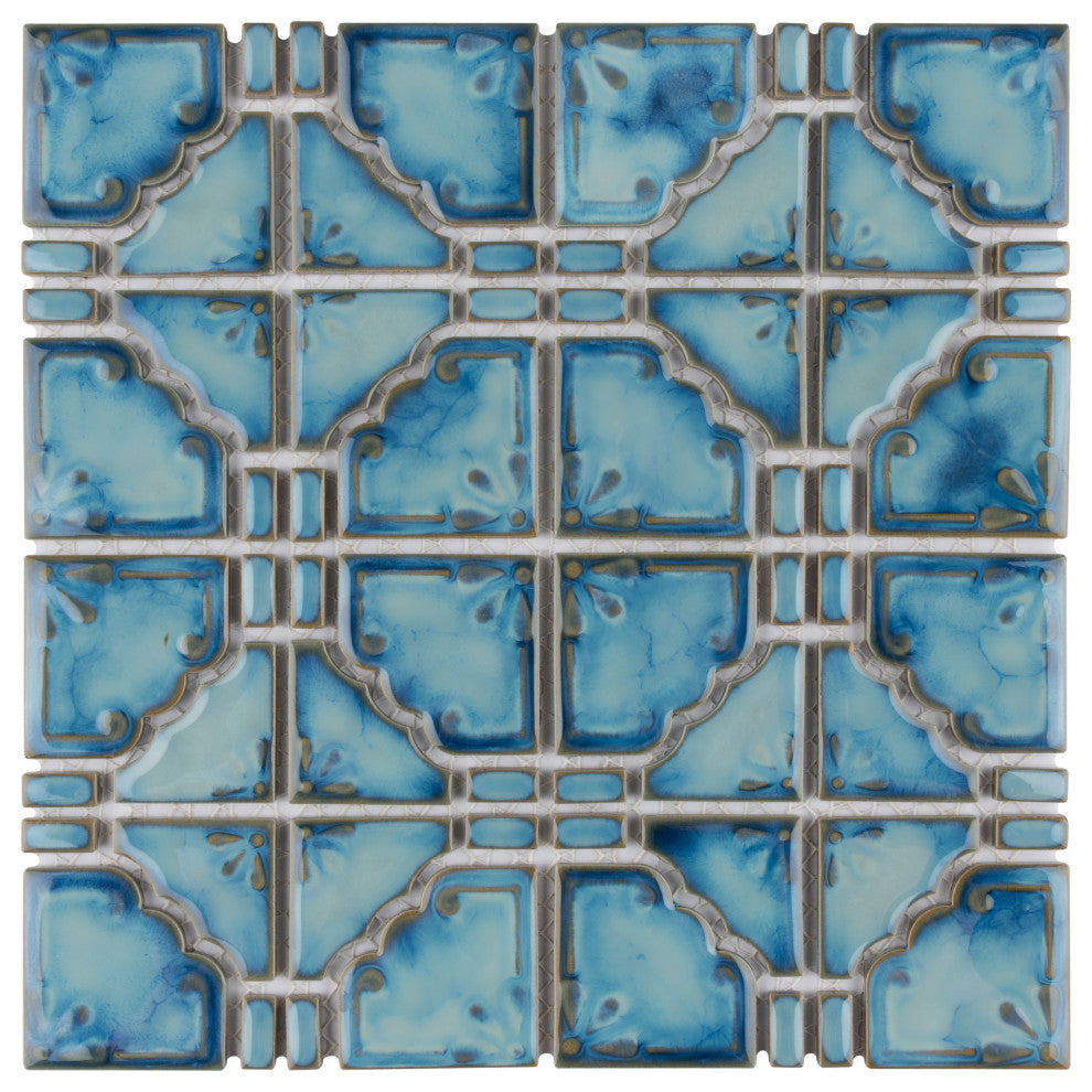Hudson Moonbeam Porcelain Mosaic Floor and Wall Tile, Marine