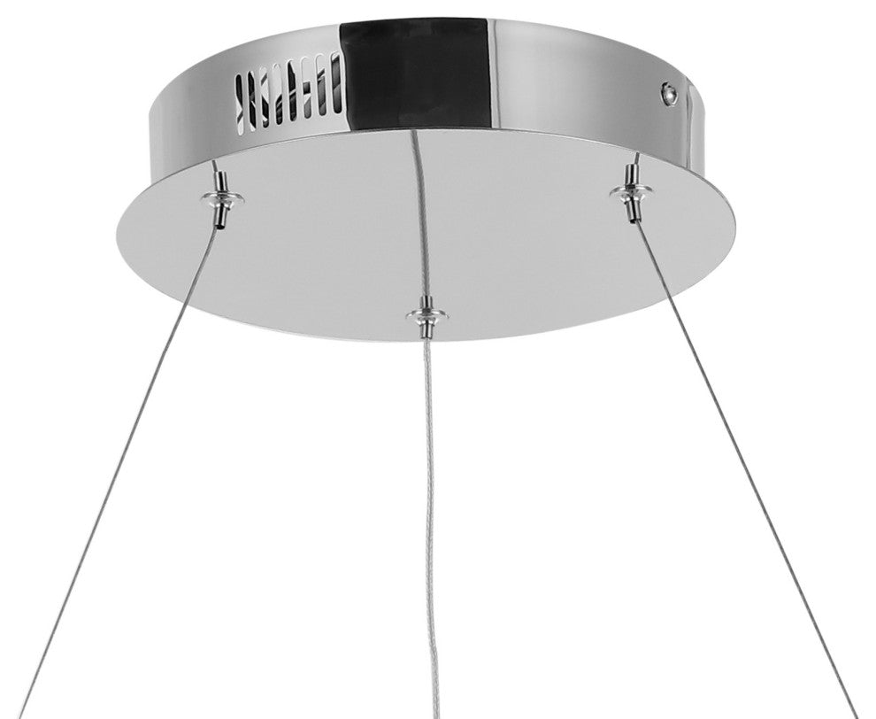 Circulo Metal Round Modern LED Pendant, Chrome, Width: 23.75"