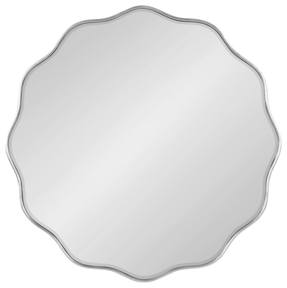Viona Round Scalloped Mirror, Silver 26" Diameter
