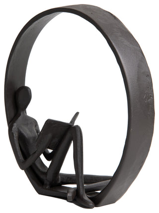 Danya B. Contemporary Encircled Reader Cast Iron Sculpture Statue, Female