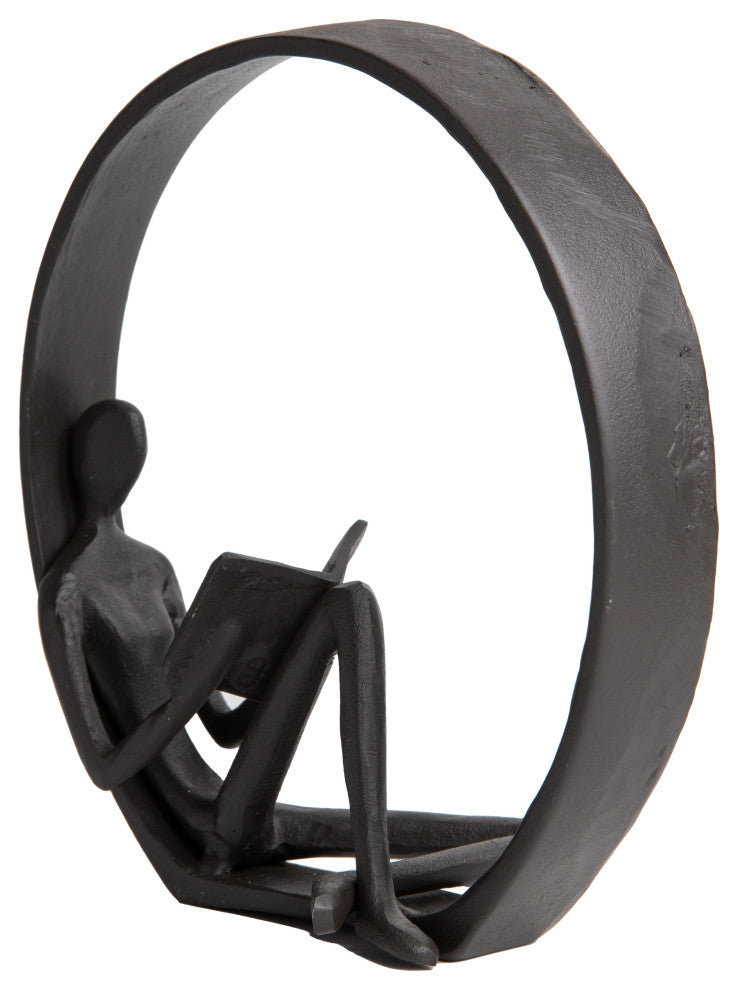 Danya B. Contemporary Encircled Reader Cast Iron Sculpture Statue, Female