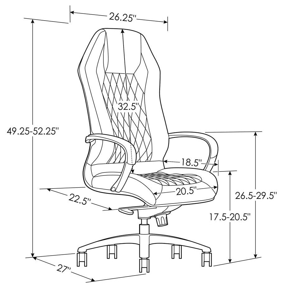 Modern Ergonomic Sterling Leather Executive Chair with Aluminum Base, White