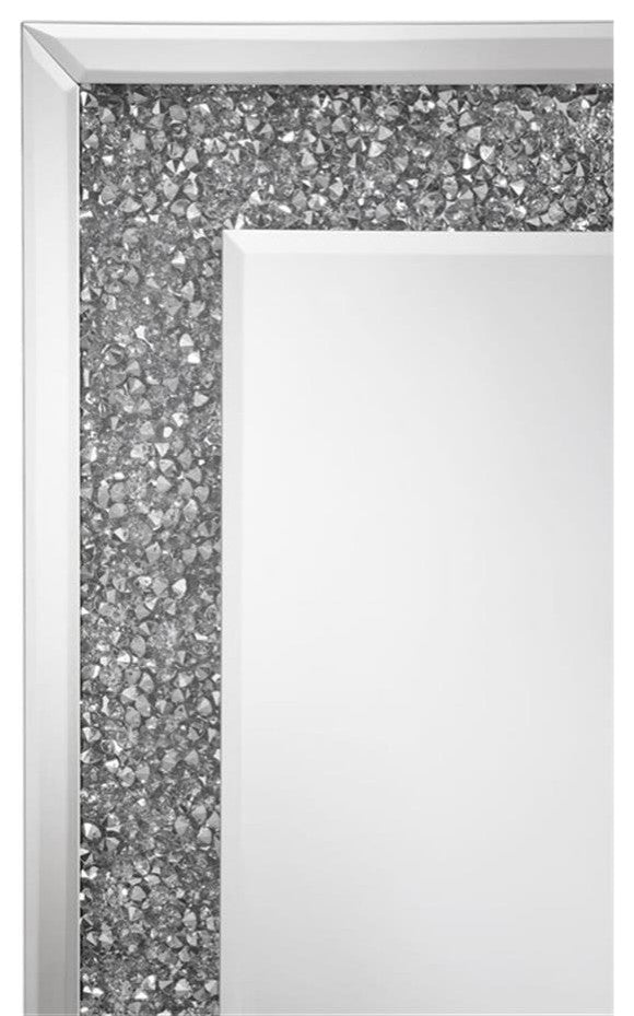 Coaster Valerie Modern Silver Glass Crystal Inlay Rectangle Floor Mirror