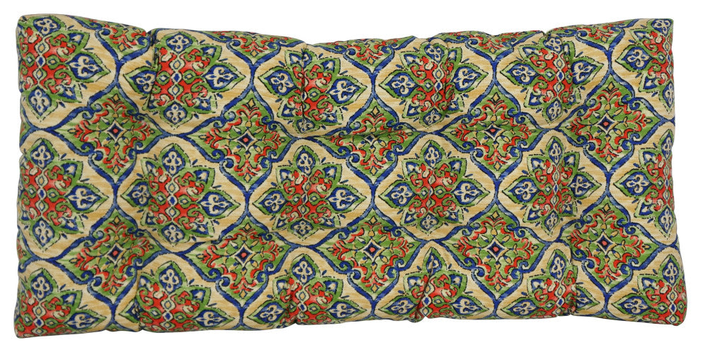 42"X19" Polyester Outdoor Tufted Loveseat Cushion, Splendor Festive