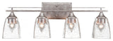 Uptowne 4-Light Bath Bar, Aged Silver/Clear Bubble