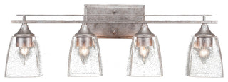 Uptowne 4-Light Bath Bar, Aged Silver/Clear Bubble
