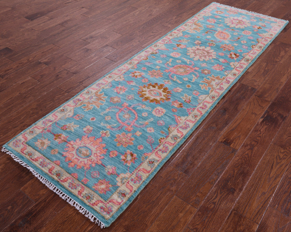 2' 8" X 8' 8" Runner Turkish Oushak Handmade Wool Rug - Q15485