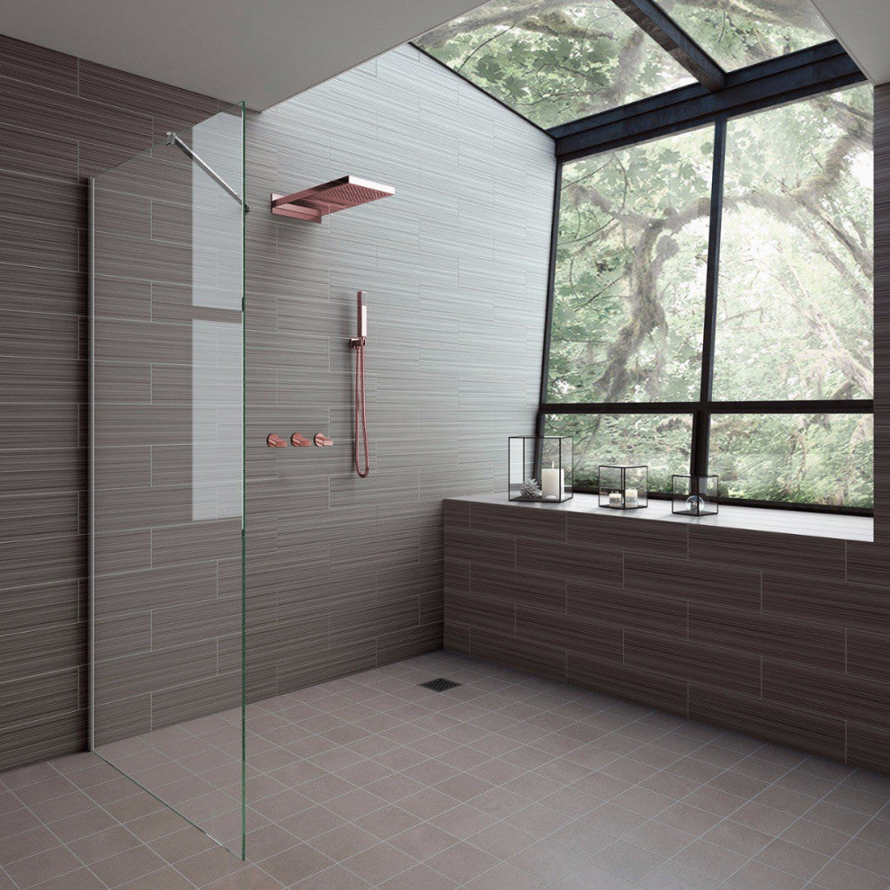 Fontana Reno Wall Mount Rose Gold Rainfall Mixer Shower Set