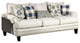 Linen-like Fabric Sofa with Rolled Arms Design, Ivory