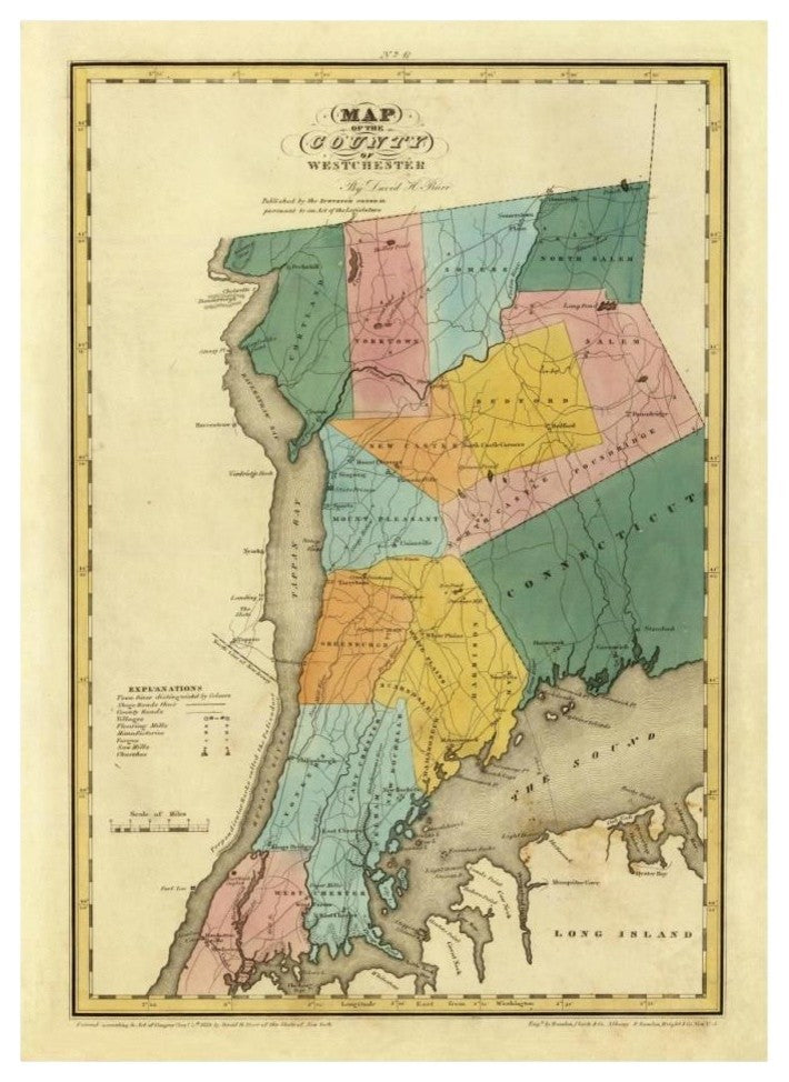 "New York - Westchester County, 1829" Paper Print by David H. Burr, 23"x32"
