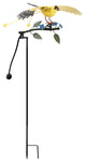 Metal Rocking Flying Goldfinch Rustic Balancing Garden Stake Wind Sculpture