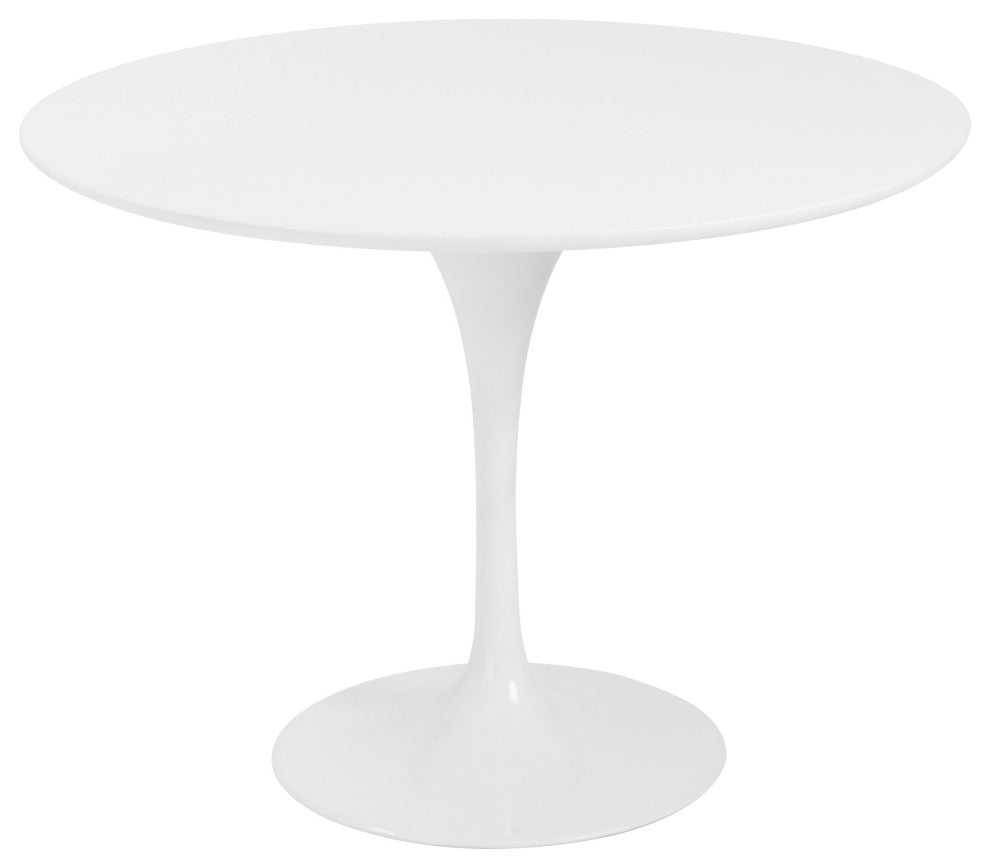 Astrid Round Table with Oak Veneer Top and Matte Black Base, White