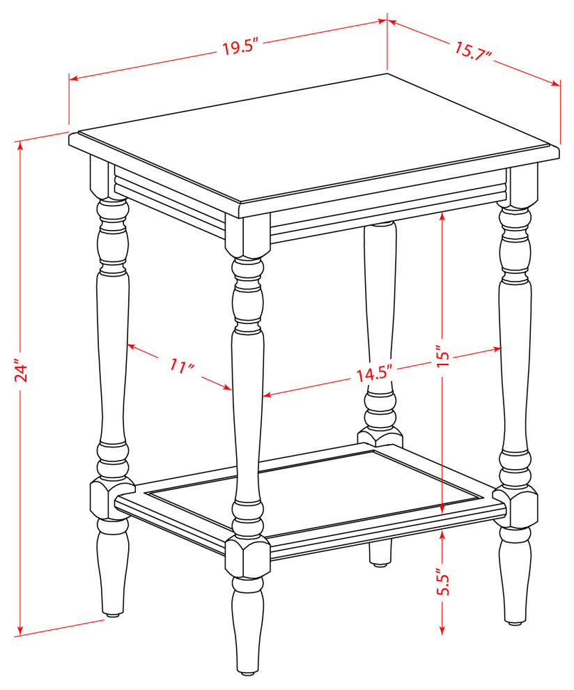 End Table, Open Storage Shelf, Wood Nightstand, Burgundy