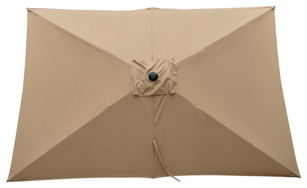 9' Outdoor Patio Market Umbrella With Push Button Tilt and Crank, Tan