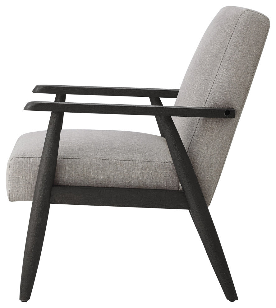 Rustic Manor Gian Armchair Upholstered, Gray and Black Linen