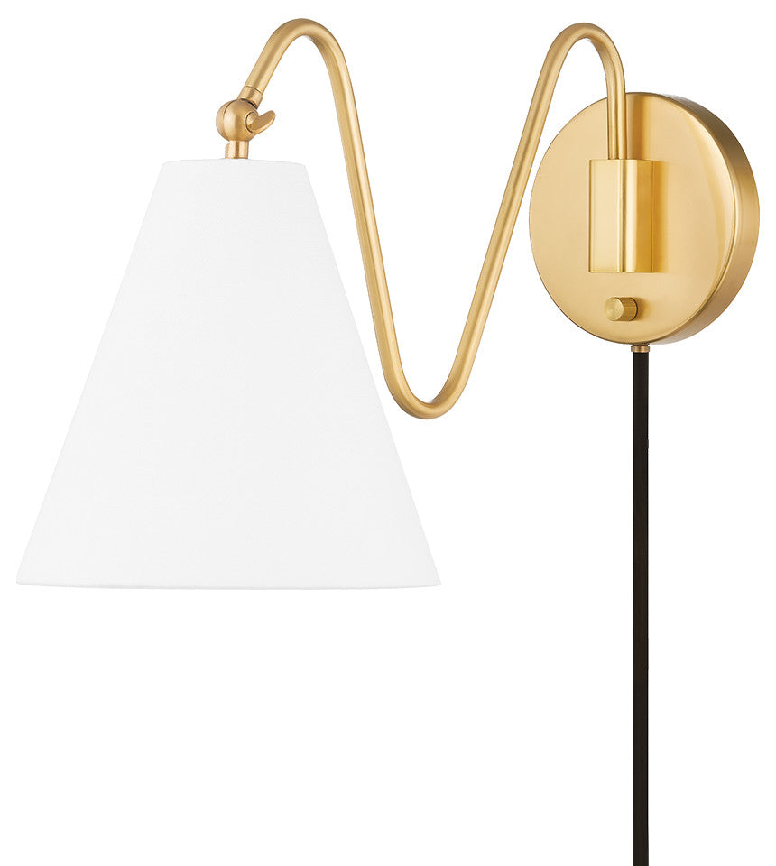 Onda 1-Light Portable Wall Sconce Aged Brass