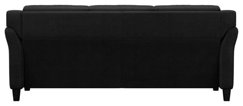 Home Square Transitional 2 Piece Set with Sofa and Loveseat in Black