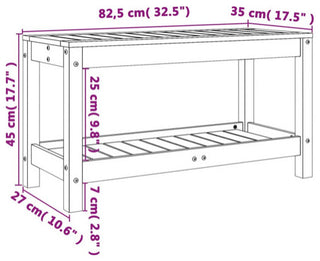 vidaXL Patio Bench Outdoor Bench with Storage Shelf Black Solid Wood Pine